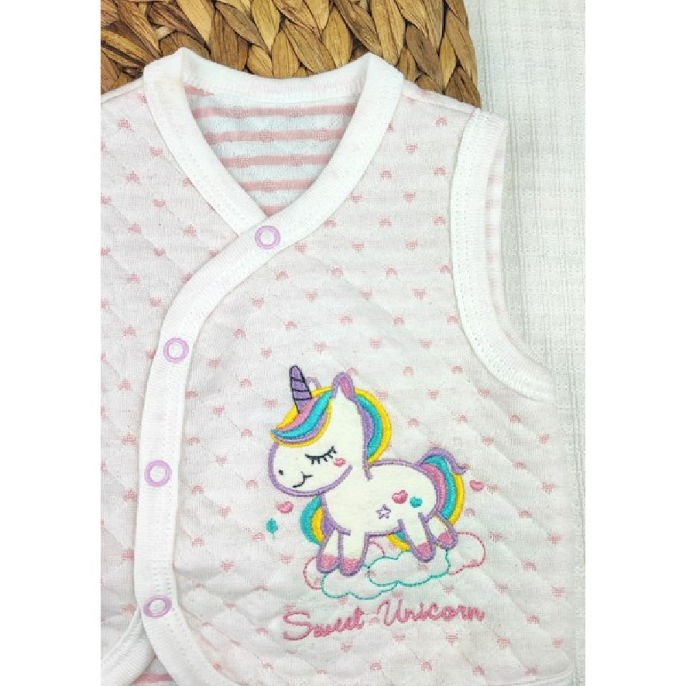 Sevnur Baby Unicorn Kapitone %100 Pamuk Kız Bebek Yelek 0-3 Ay,3-6 Ay,6-9 Ay Bebek Yeleği Fiyatı
