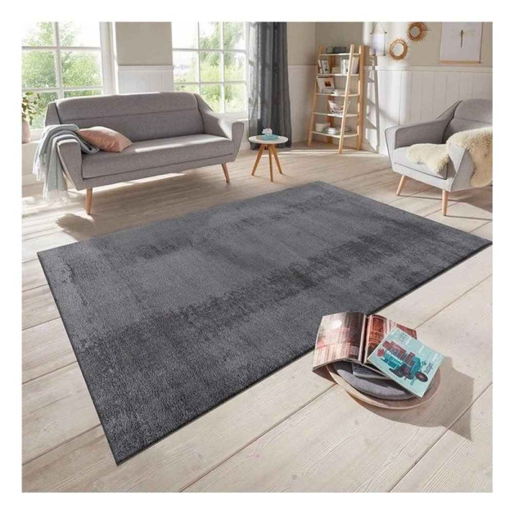 Sevser Halı Peluş Pofuduk Kesme Kaydırmaz Taban Halı Yolluk 20MM Yükseklik (Koyu Gri) - 120 x 50 cm - Antrasit Salon Halısı Fiyatı