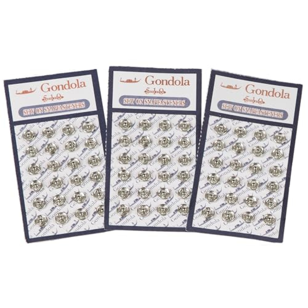 Sew on Snap Buttons Metal Fastener Buttons for Sewing Clothing, Mini Small Doll Clothes, Standard 100 by Oeko-Tex, 72 Sets, Silver (5mm 3/16")
