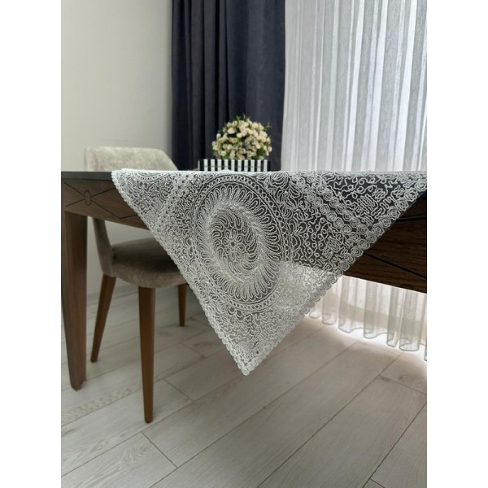 Sewev Dantelli Masa Örtüsü Fiskos Örtüsü - 90 x 90 cm - Ekru Masa Örtüsü Fiyatı