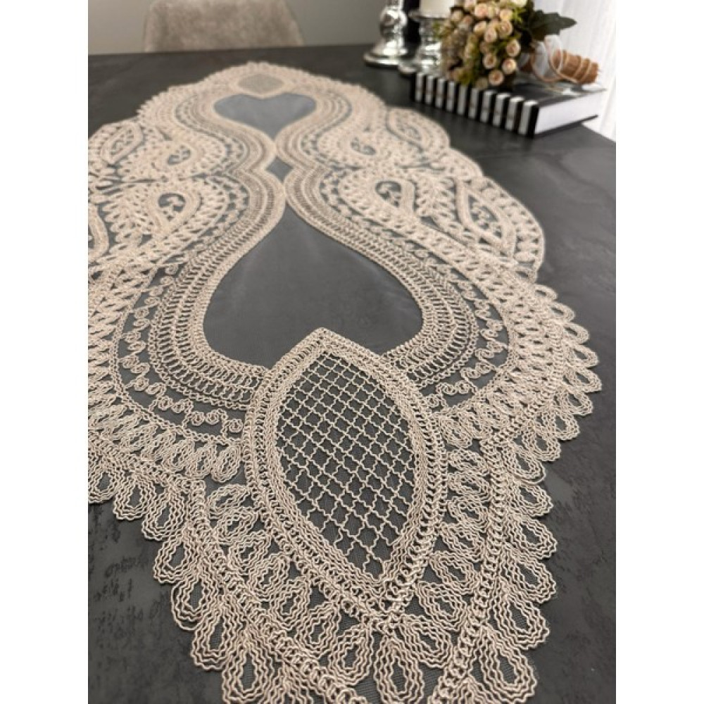Sewev Dantelli Masa Örtüsü Runner - 55 x 130 cm - Cappuccino Masa Örtüsü Fiyatı