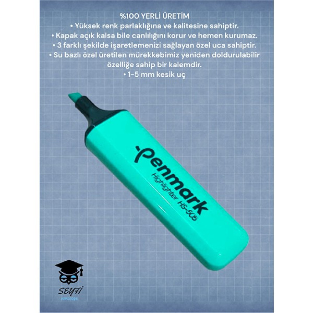 Seyfi Kırtasiye Türk Malı Fosforlu Kalem Canlı Renkler Doldurulabilir Işaretleme Kalemi Highlighter Fosforlu Kalem Fiyatı