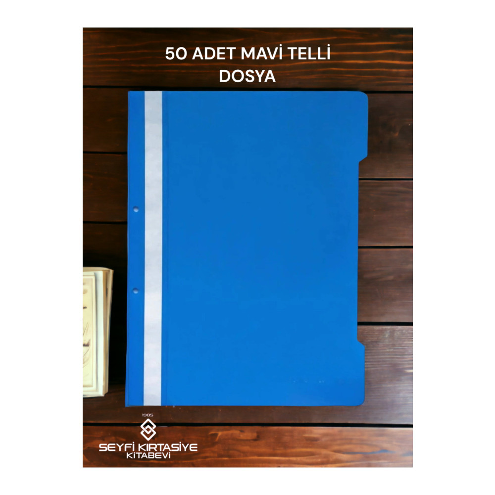 SEYFİKİRTASİYE 50 ADET MAVİ TELLİ DOSYA **TÜRK MALI** 1.KALİTE PLASTİK MALZEME Dosya Fiyatı