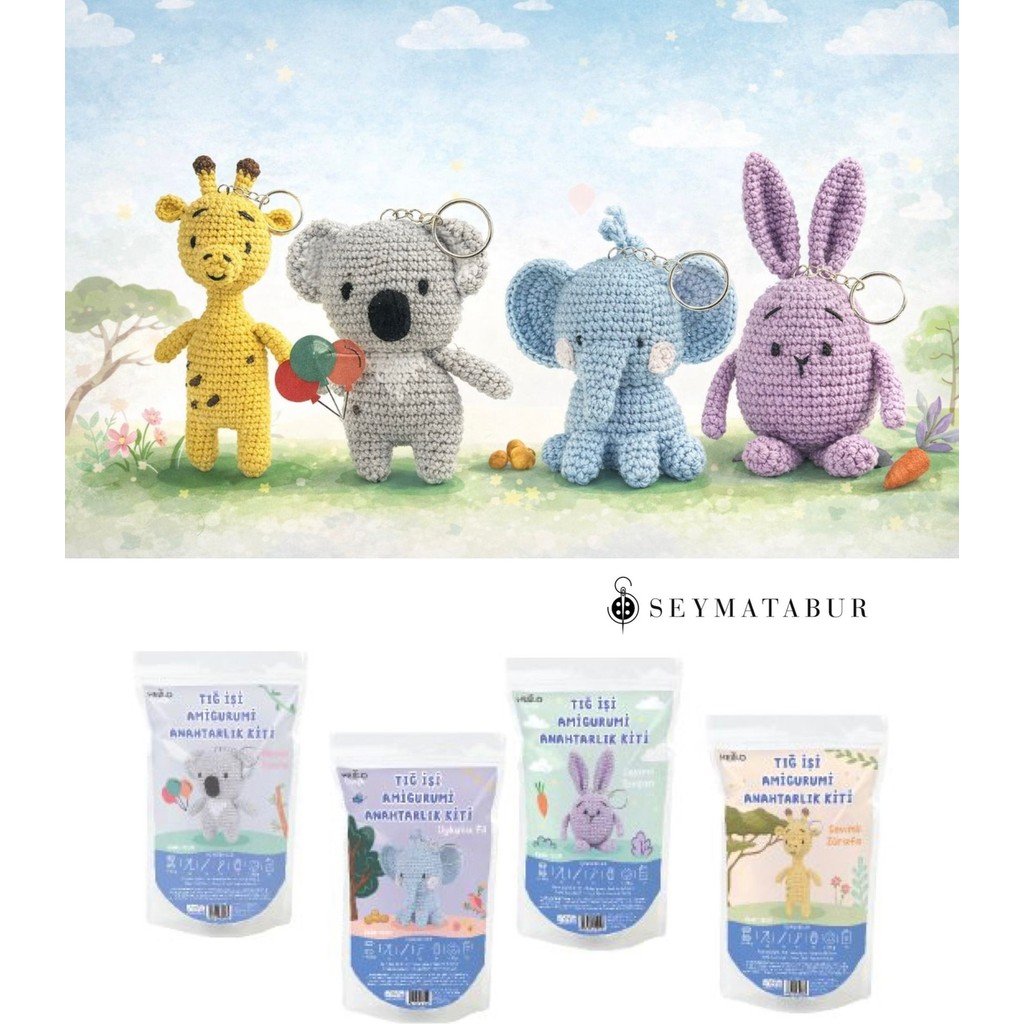 Seymatabur Mini Amigurumi Anahtarlık Kit 4 Model Bir Arada Diğer Fiyatı