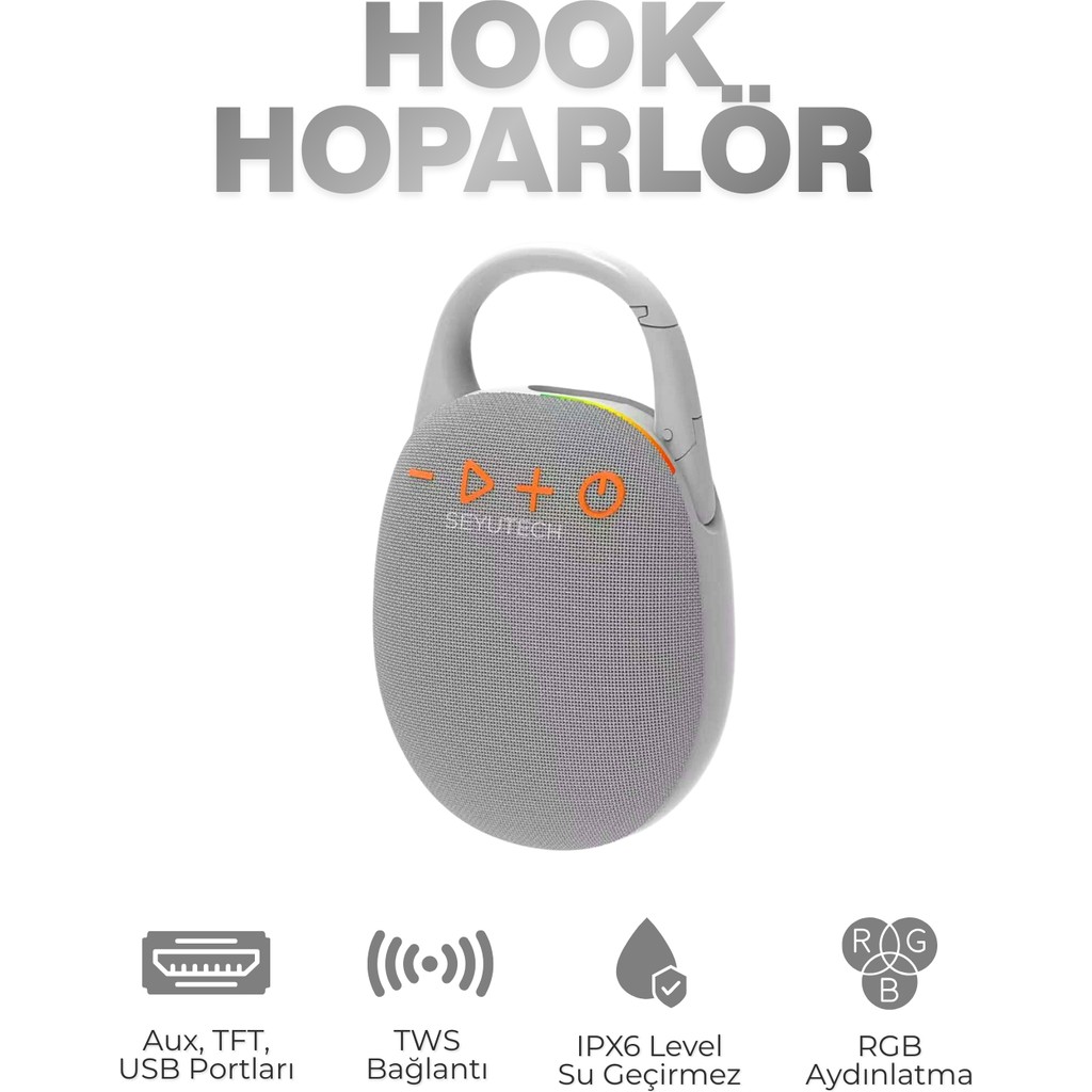 Seyutech Bluetooth Hoparlör Rgb Işıklı Tft Aux USB Girişli Ses Bombası Taşınabilir Şarjlı Kablosuz Speaker - Gri Taşınabilir Şarj Cihazı - Powerbank Fiyatı