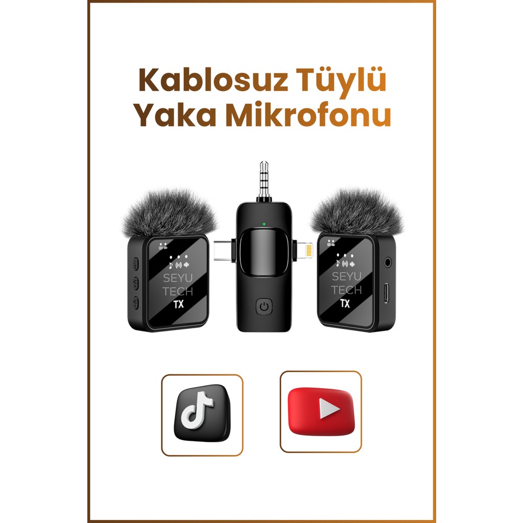Seyutech Kablosuz Tüylü Yaka Mikrofonu Wireless Şarj Kutulu Canlı Yayın Ios ve Android Uyumlu Yaka Mikrofonu - Siyah Diğer Fiyatı