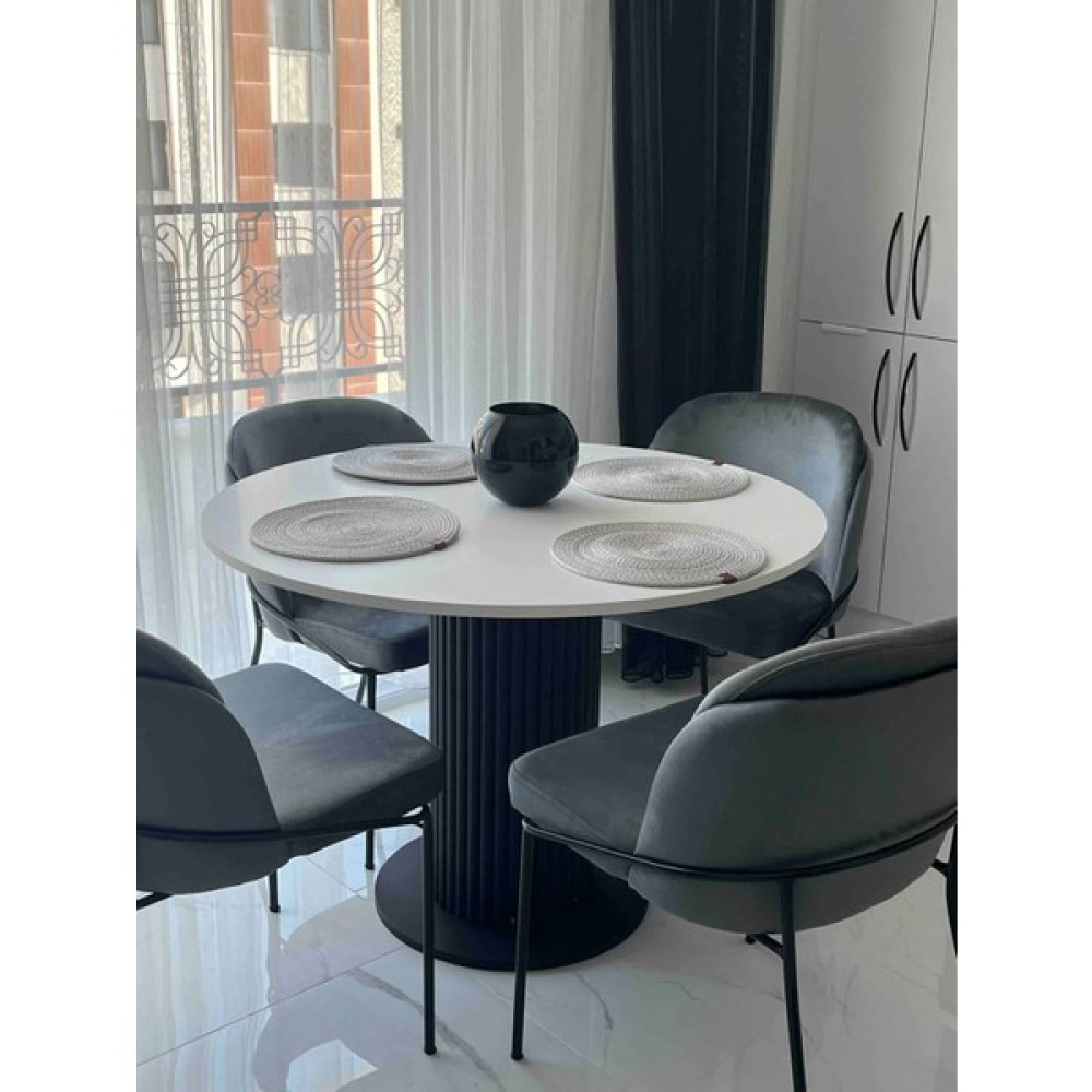 Seyvey Dizayn Özel Tasarım Yuvarlak Beyaz Yemek Masası Balkon Mutfak Masası Çalışma Ofis Masası - 100*100 Yemek & Mutfak Masası Fiyatı