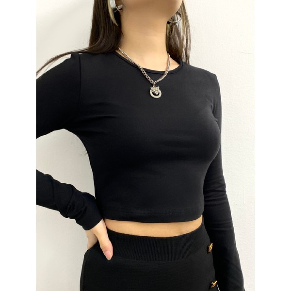Sezens Tekstil Kadın Uzun Kollu Siyah Penye Crop Top Bluz Sezens Tekstil Bluz Fiyatı