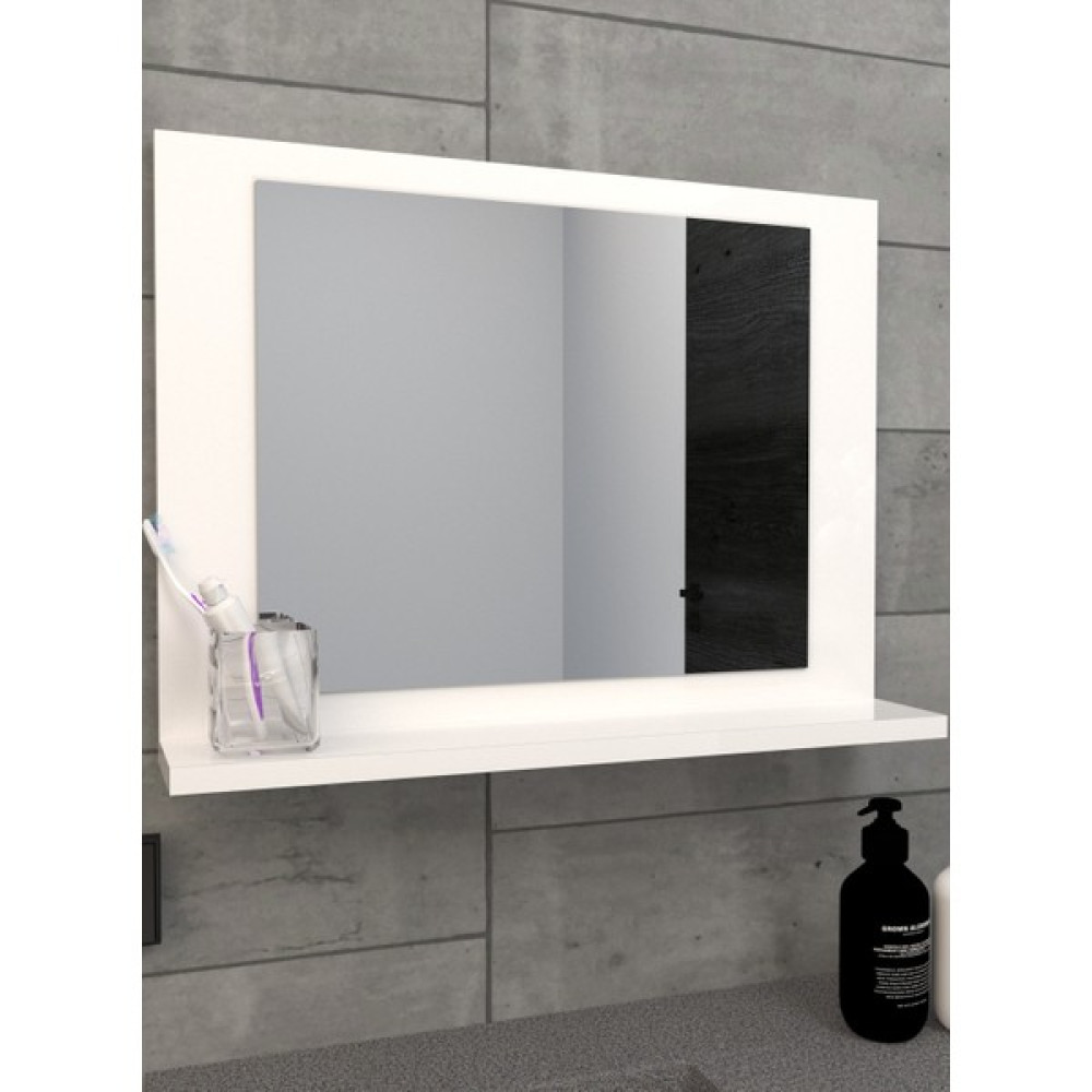 Sezer Mobilya 60X45CM Beyaz Raflı Yatay Banyo Aynası Dresuar Koridor Duvar Salon Wc Ofis Yatak Odası Ayna - 60 x 45 cm Banyo Aynası Fiyatı
