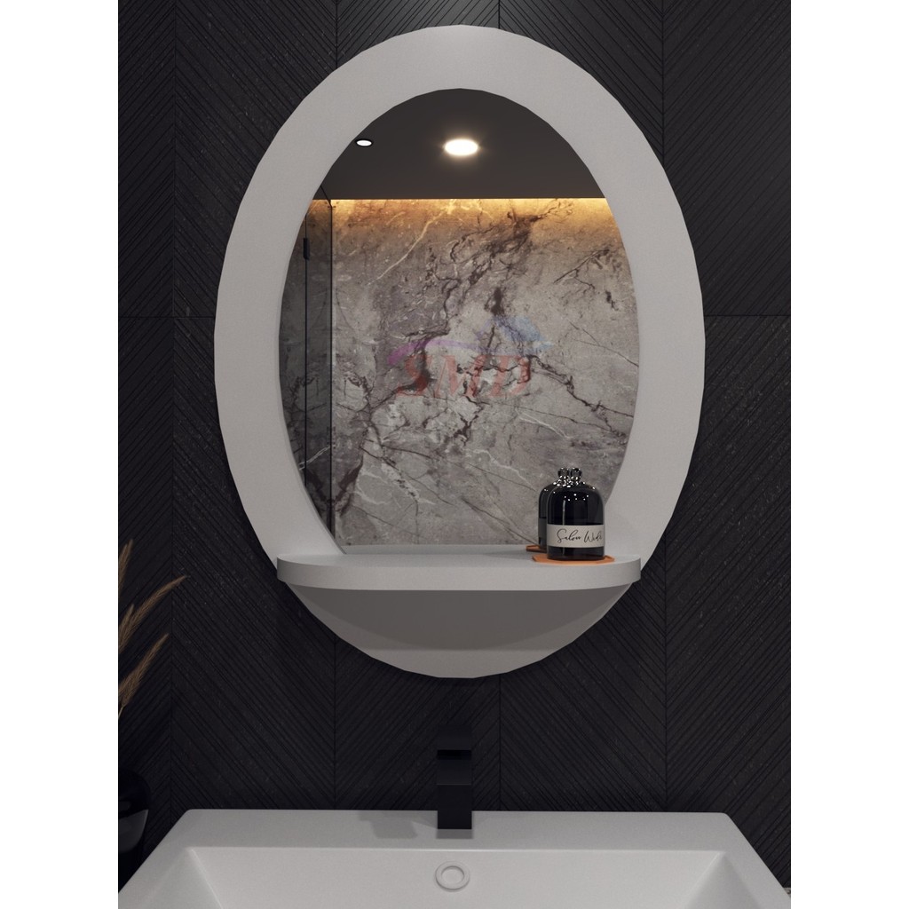 Sezer Mobilya Dekorasyon Cros Dik Oval Banyo Wc Antre Koridor Yemek Odası Yatak Odası Salon Ofis Aynası - Beyaz - 45x60 Diğer Fiyatı