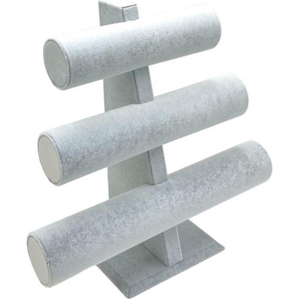 Sezgin Kutu ve Aksesuar Bileklik ve Takı Standı 3 Kademeli Gri Alfora Kumaş Kaplama - 23 x 18 Cm Eşya Saklama / Düzenleme Fiyatı