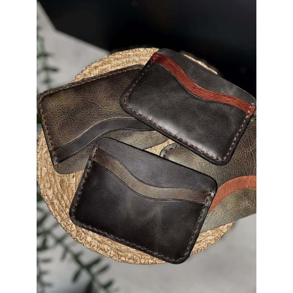 SF Collection Frisco Sisli Siyah-Oliv Kadın Erkek Unisex Çift Renk Mini Küçük Deri El Yapımı Kartlık Erkek Kartlık Fiyatı