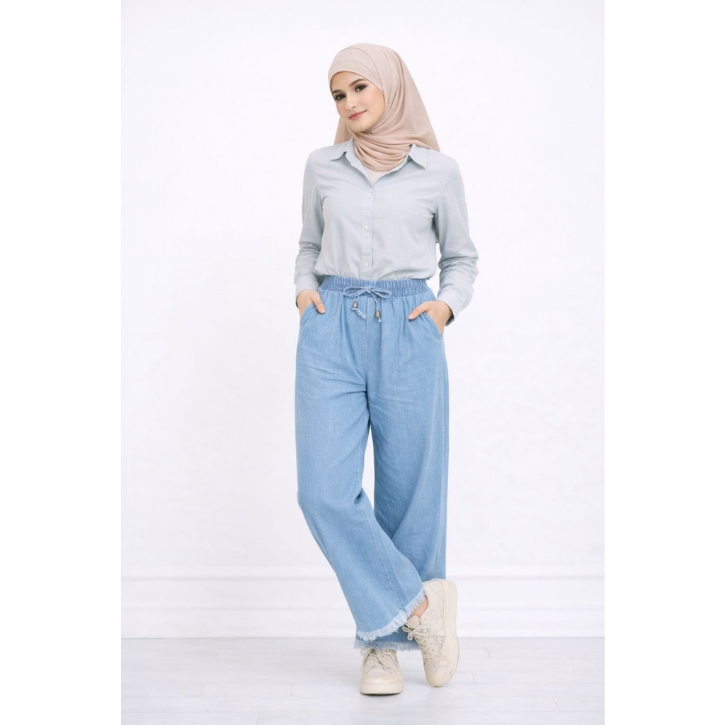 SFG Life Moda Kadın Paçaları Püsküllü ve Önü Bağcıklı Kot Kumaş Salaş Jeans Pantolon Giyim & İç Giyim Fiyatı