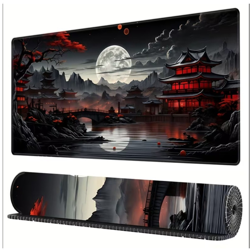 Sge Teknoloji 70X30 cm Kırmızı Japon Manzara Kaydırmaz Taban Speed Yüzey Oyuncu Mouse Pad Gaming - Siyah Mouse Pad Fiyatı
