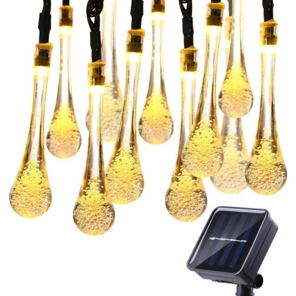 Sge Teknoloji Teknoloji Güneş Enerjili 30 LED Sarı Renkli Solar Bahçe Aydınlatması LED Lamba Su Damlası Dış Mekan & Bahçe Oyuncakları Fiyatı