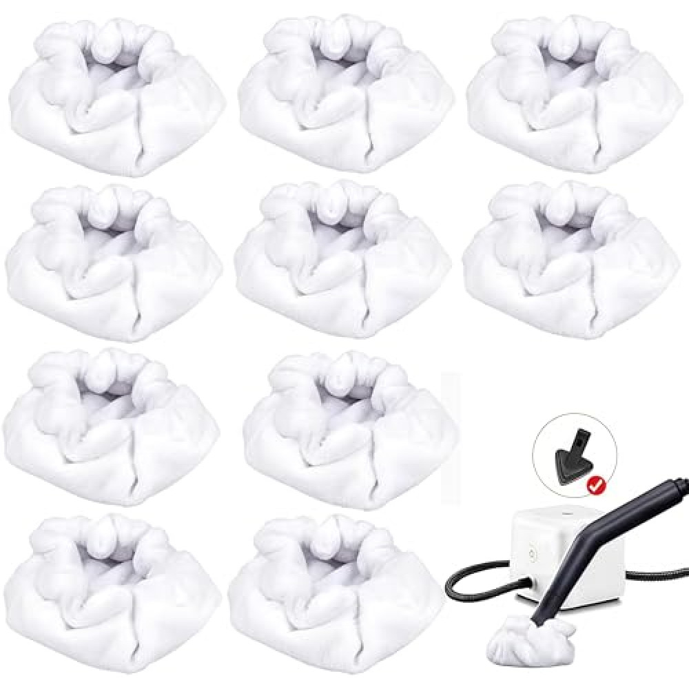 Sgizoku Small Microfiber Bonnet Steam Mop Pads Compatible with Dupray Steam Cleaners etc for The Triangular Brush Tool - Reusable Washable Steam Cloth Accessories - 10 Pack