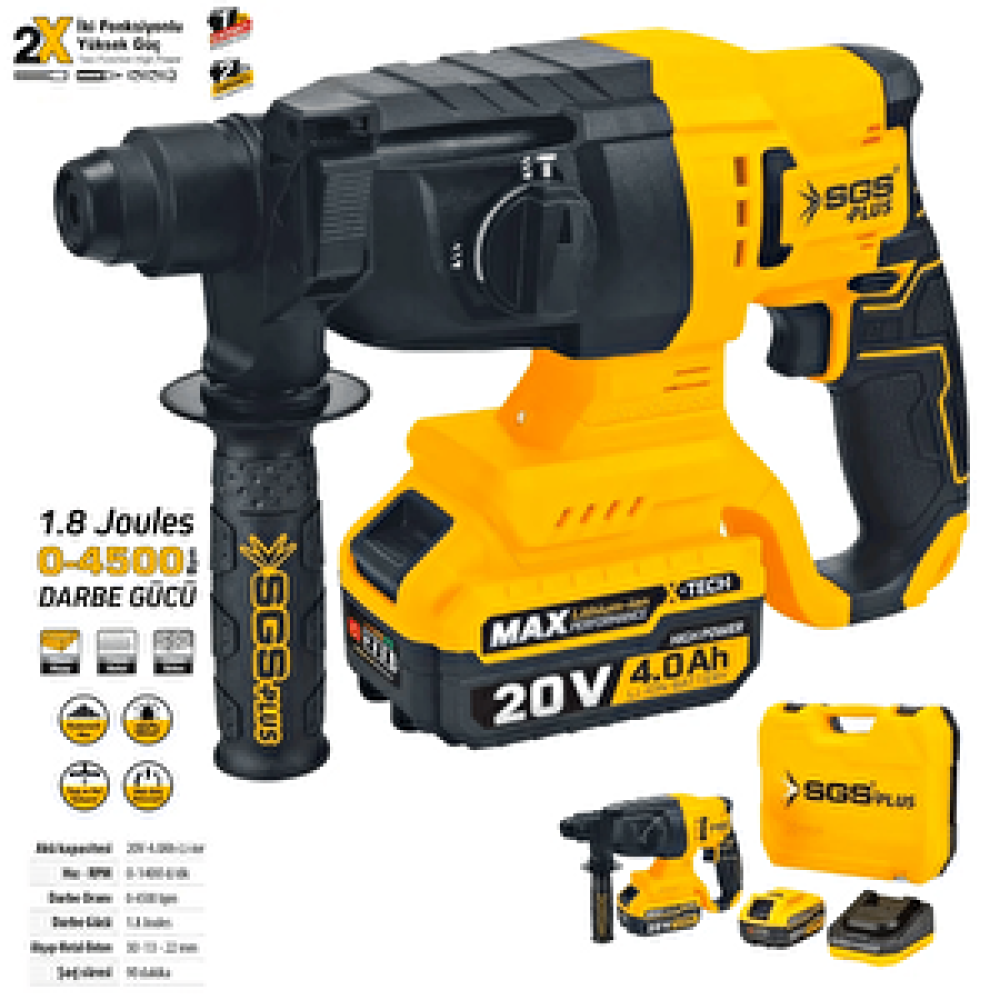 SGS Sgs 5520 Akülü Darbeli Kırıcı Delici Seti 20 Volt - 4 Amper Kırıcı Deliciler & Kırıcılar Fiyatı