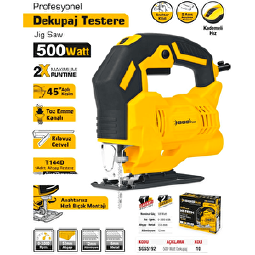 SGS Sgs Profesyonel Elektrikli Dekupaj Testere 500 Watt Sgs5192 Dekupaj Testere Fiyatı