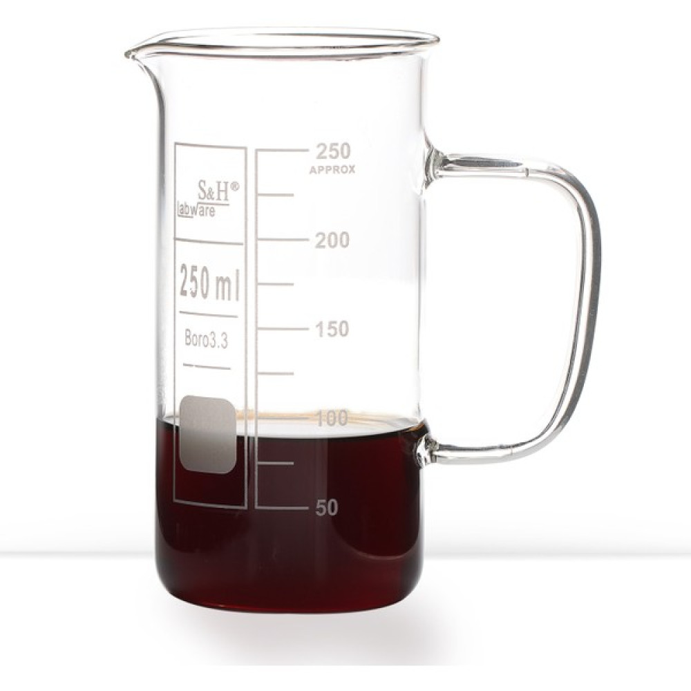 S&H Labware 250 ml Kulplu Beher (Uzun Form) - Şeffaf Okul Malzemeleri Fiyatı