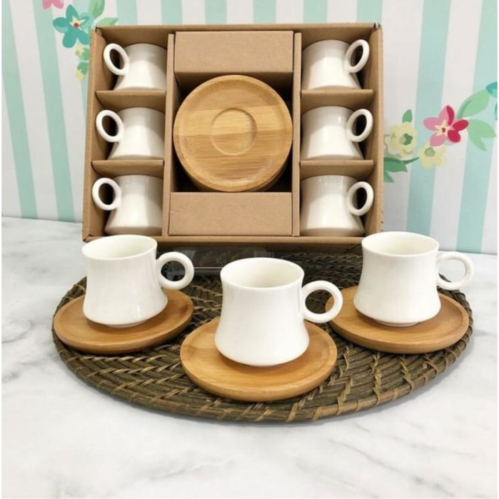 Shaddy Goods Bambu Tabaklı 6'lı Kahve Fincan Takımı Fincan / Bardak / Kahve Takımı Fiyatı