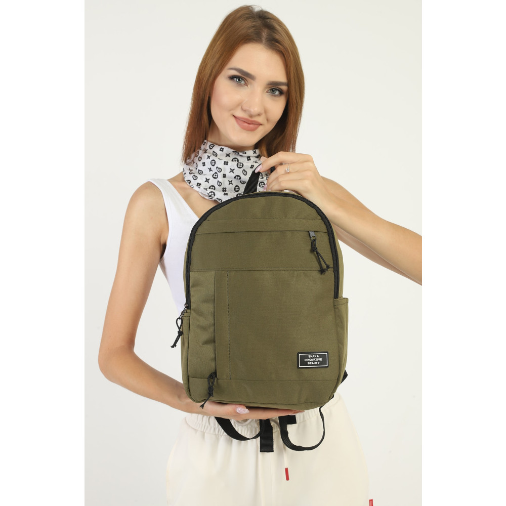 SHAKA Haki Yeşil U1 3 Fermuar 5 Bölmeli Kanvas Kumaş Unisex Okul Spor Günlük Kullanım Sırt Çantası U:35 E: Unisex Sırt Çantası Fiyatı