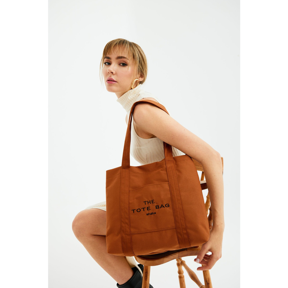 SHAKA Kiremit U46 Çıt Çıt Kapatmalı Ön Cep Detaylı Tote Bag Işlemeli Kanvas Kadın Kol Ve Omuz Çantası U:30 Unisex Çanta & Cüzdan ve Seyahat Çantaları Fiyatı