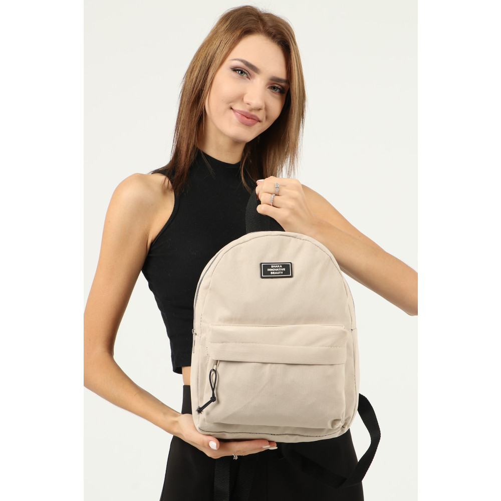 SHAKA Krem U21 Fermuarlı 2 Bölmeli Ön Cep Detaylı Kanvas Kumaş Unisex Sırt Çantası U:32 Cm E:24 Cm G:11 Cm Unisex Sırt Çantası Fiyatı