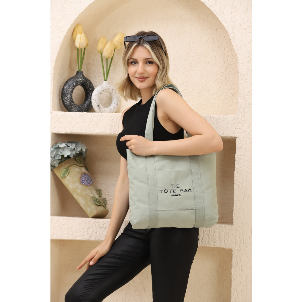 SHAKA Yeşil U46 Çıt Çıt Kapatmalı Ön Cep Detaylı Tote Bag İşlemeli Kanvas Kadın Kol ve Omuz Çantası U:30 E Unisex Çanta & Cüzdan ve Seyahat Çantaları Fiyatı