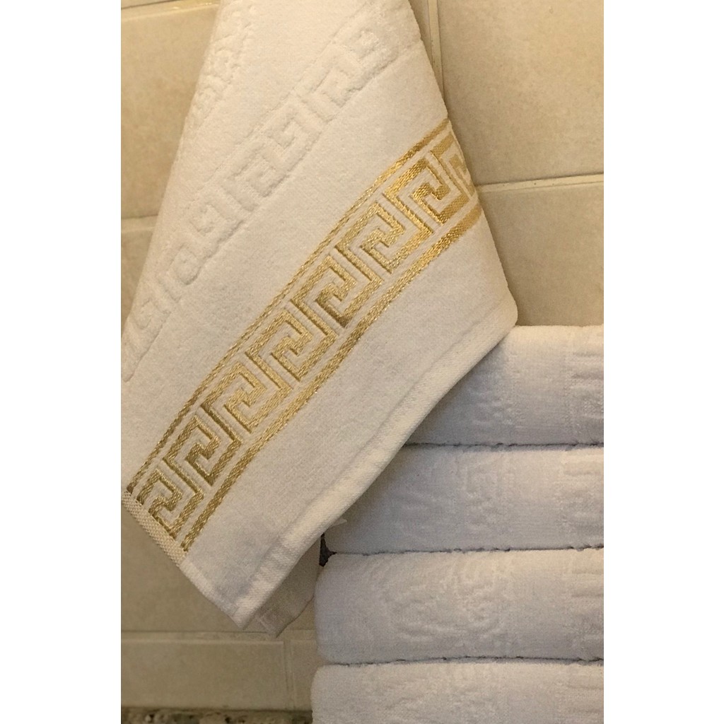 Shal Home Shal Pamuk Altın Jagarlı 6'lı 30 x 50 cm El ve Yüz Havlu Seti - Beyaz El / Yüz Havlusu Fiyatı