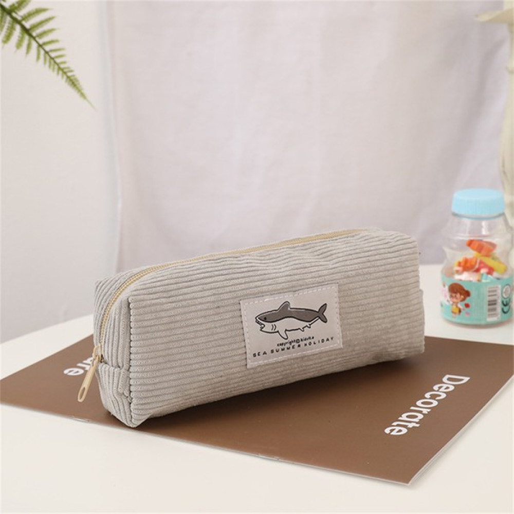 Shanghe Sevimli Köpekbalığı Kadife Unisex Kore Tarzı Kirli Dayanıklı Büyük Kapasiteli Açık Gri Kalem Kutusu (Yurt Dışından) - 1 Adet Kalemlik (Kalem Kutusu) Fiyatı