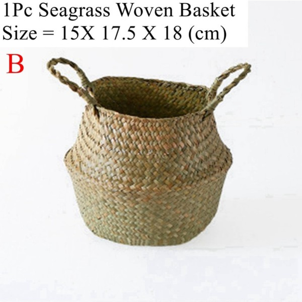 Shanhua Shop 19702B Tarzı Luanqı Hasır Sepet Oyuncak Organizatör Katlanır Rattan Seagrass Depolama Sepeti Çamaşır Dokuma Sepet Bitki Saksı Ev Bahçe... Sepet Fiyatı