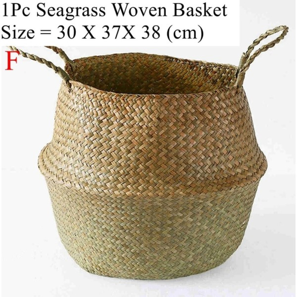 Shanhua Shop 19706F Stili Luanqı Hasır Sepet Oyuncak Organizatör Katlanır Rattan Seagrass Depolama Sepeti Çamaşır Dokuma Sepet Bitki Saksı Ev Bahçe... Sepet Fiyatı