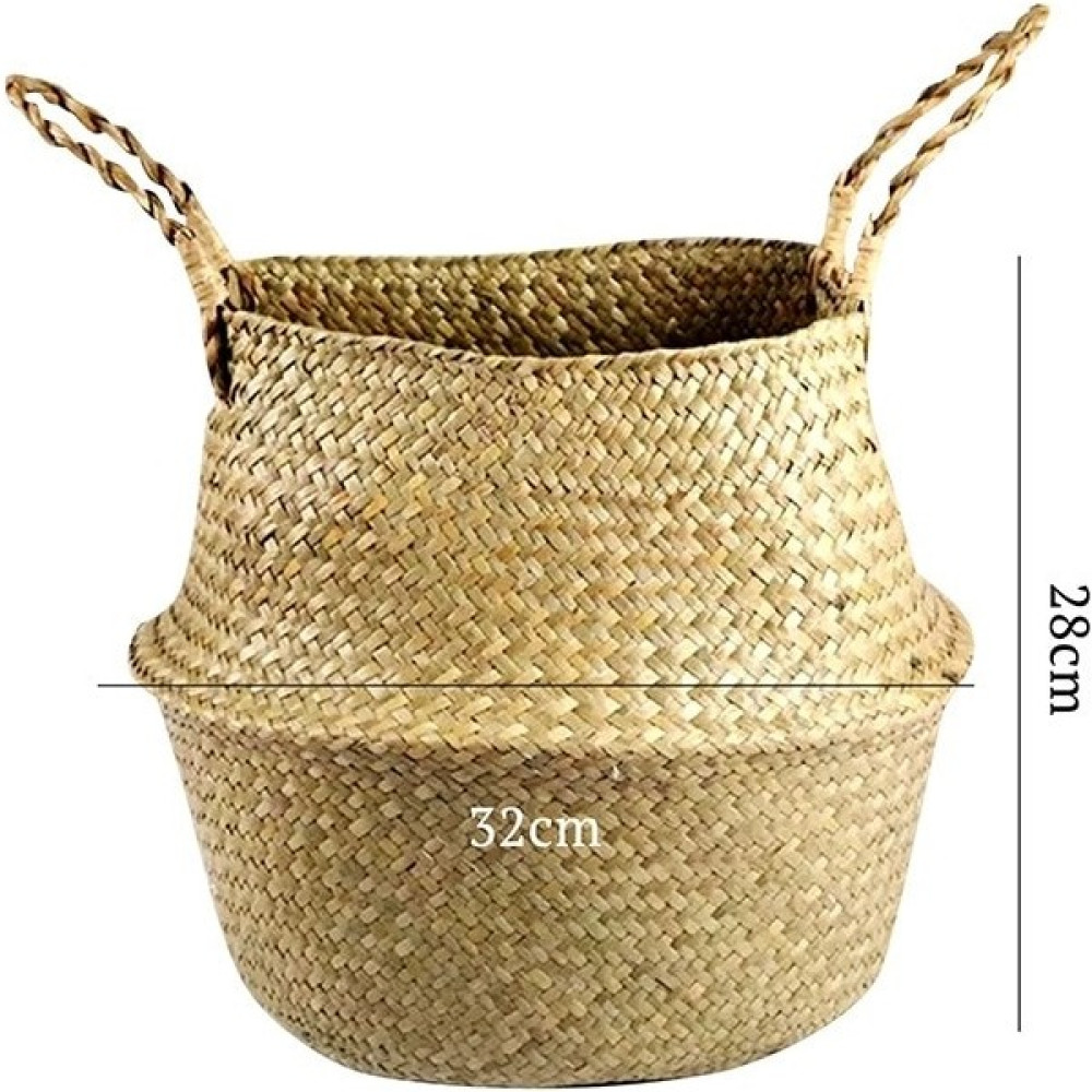 Shanhua Shop 32X28CM T Stili El Yapımı Hasır Dokuma Kapaklı Depolama Sepeti Aperatif Organizatör Saklama Kutusu Çamaşır Sepetleri Rattan Depolama Ç... Sepet Fiyatı