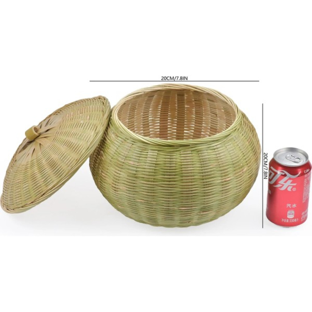 Shanhua Shop D Stili Yuvarlak Kapaklı Rattan Kutular El Dokuması Çok Amaçlı Hasır Tepsi Yemek Ekmek Masası Saklama Sepeti. (Yurt Dışından) - Renkli Sepet Fiyatı