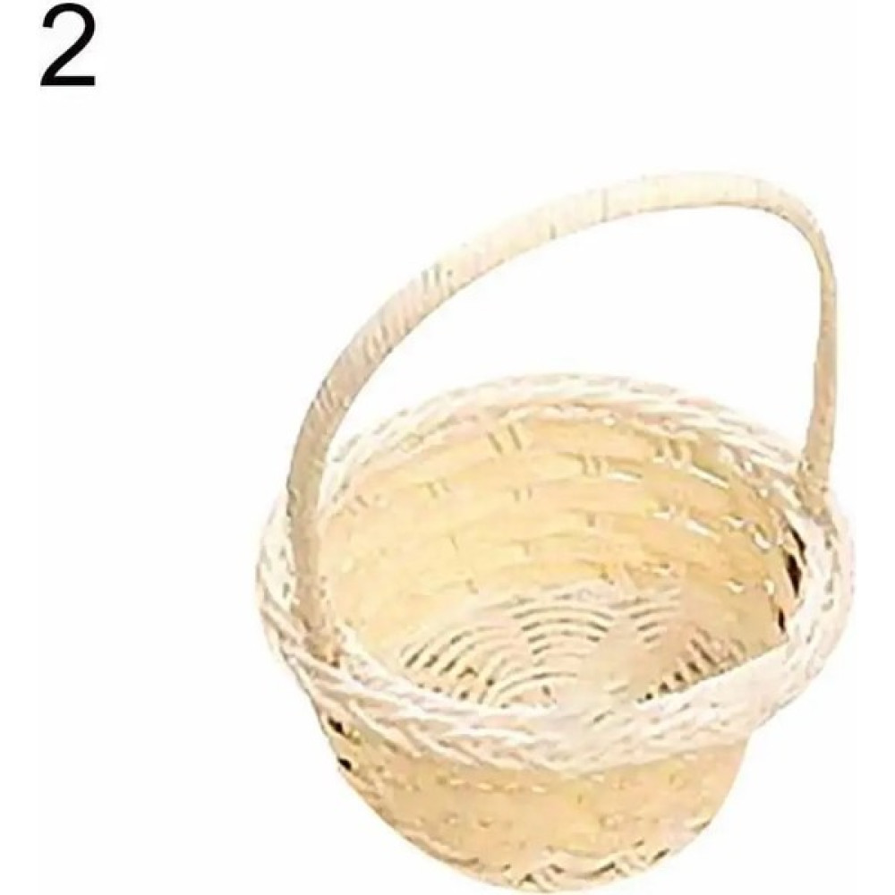 Shanhua Shop Yuvarlak Stil 1 Adet El Yapımı Hasır Sepet Hasır Çiçek Sepeti Alışveriş Depolama Sepet ve Saplı Ahşap Sepet Meyve Sepeti (Yurt Dışından) Sepet Fiyatı