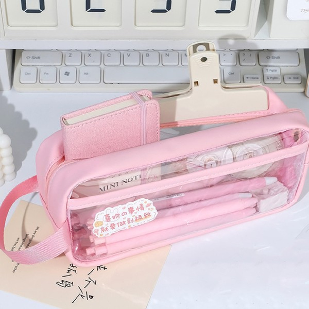 Shanxiu Store Sevimli Stil Kalem Kutusu Çantası Büyük Kapasiteli Şeffaf Kalem Çantası (Yurt Dışından) - Pembe - 21*9*7cm Kalemlik (Kalem Kutusu) Fiyatı