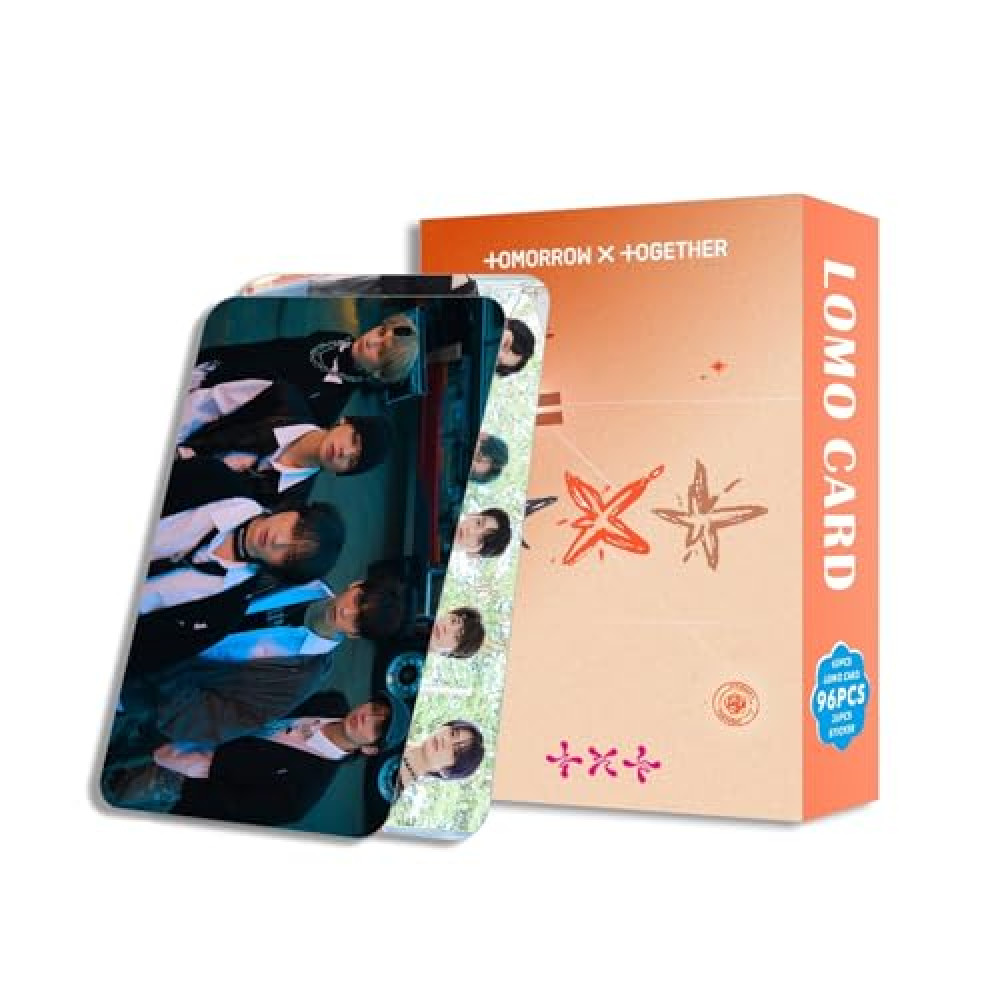 ShaoKun 96PCS TXT 2025 New Photocard Sets,60PCS TXT Lomo Cards and 36PCS Waterbottle Stickers Gift for Fan Collection (Orange)