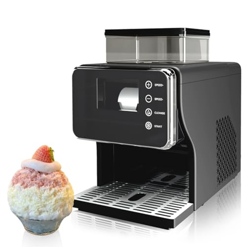 Shaved Ice Machine, Portable Ice Maker with Rapid Cooling and Food-Grade Stainless Steel Material, Adjustable Snowflake Ice Making Speed, Ice Cream Maker for Home, Office, Restaurant, Bar, Party
