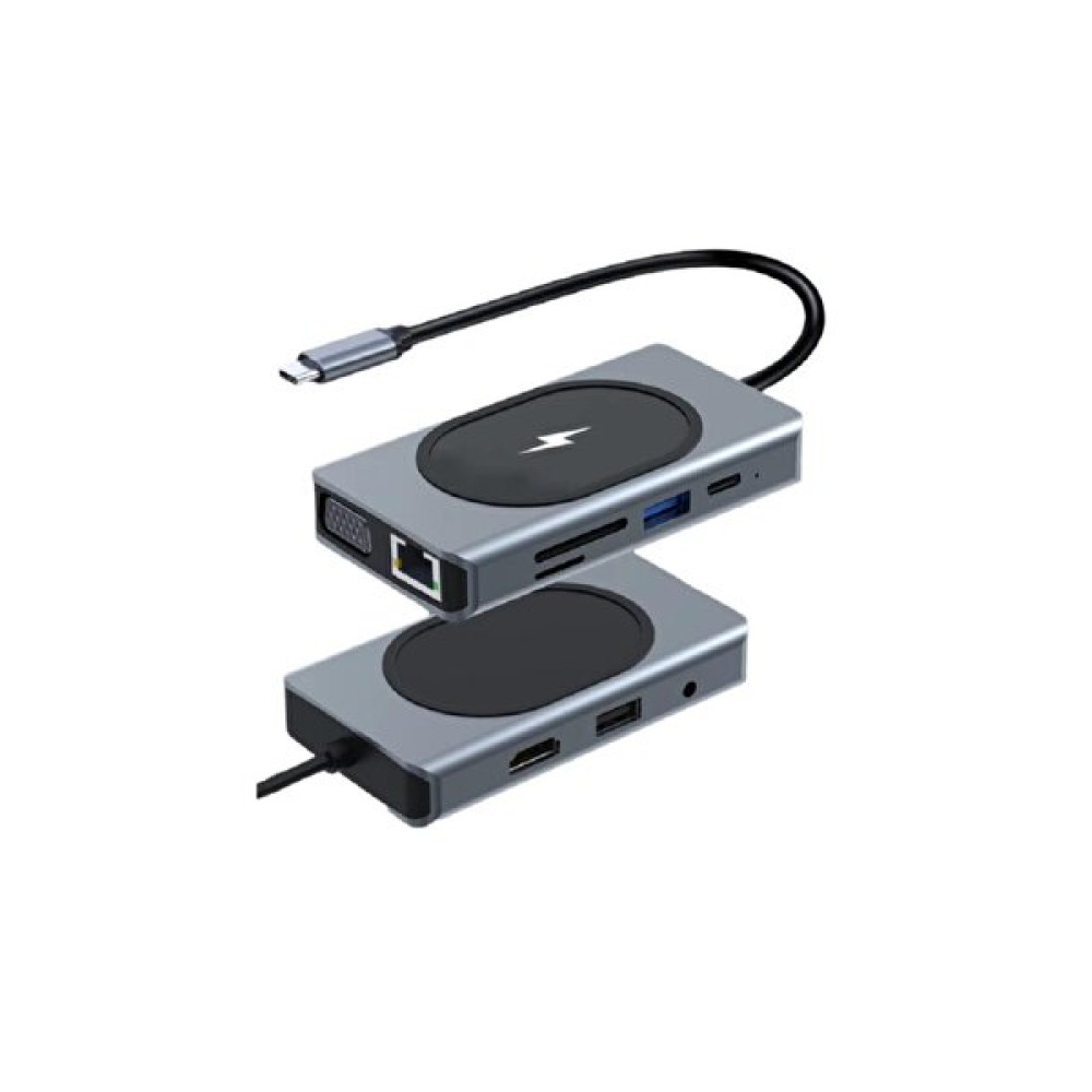 Shaza 9in1 USB Type-C Hub Port Adaptör 4K Hdmi USB Ethernet PD Girişli 15W Kablosuz Şarj Taşınabilir Şarj Cihazı - Powerbank Fiyatı