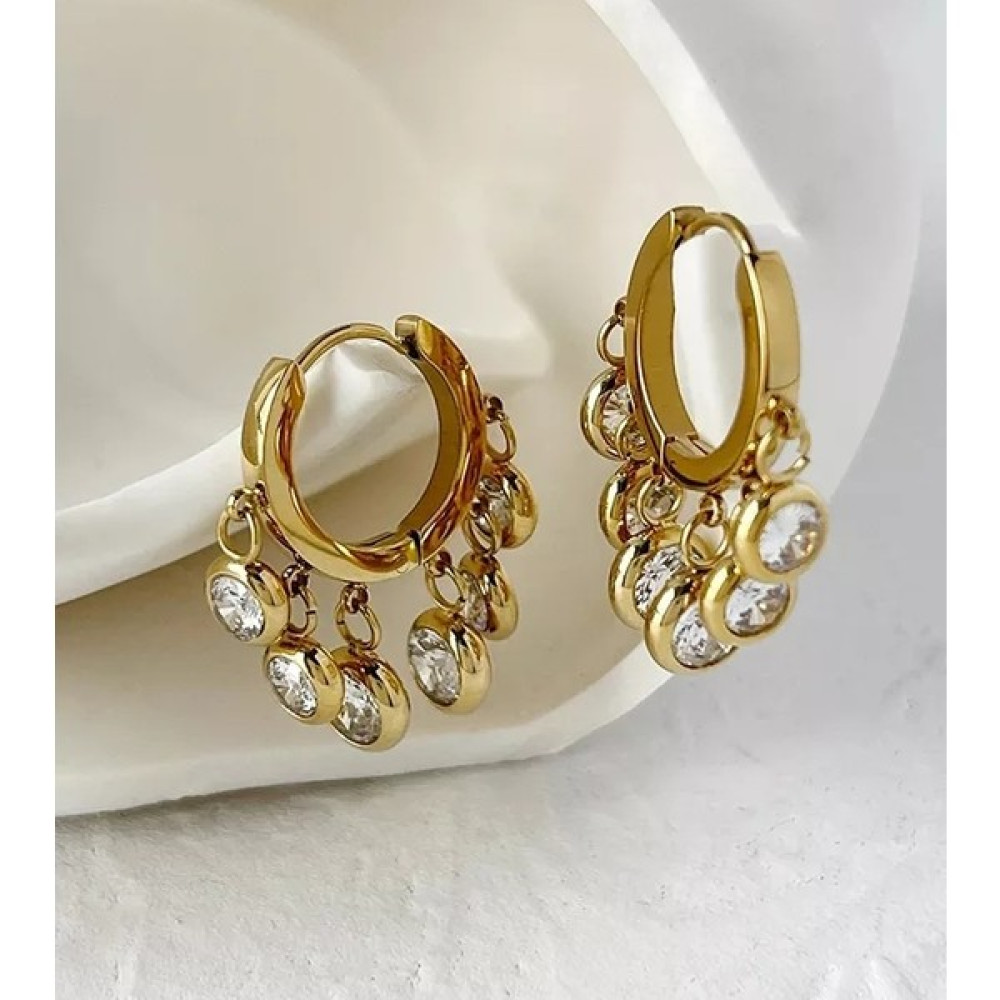 She Accessories Stainless Steel Shakira Model Taşlı Çelik Küpe Bijuteri Küpe Fiyatı