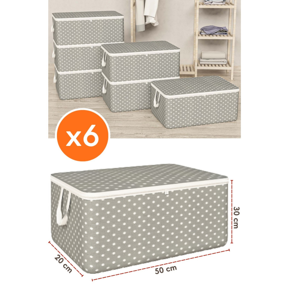 she berrak 6 Adet Gri Puantiyeli Baza Altı Hurç-30*50*20 cm. Hurç Fiyatı