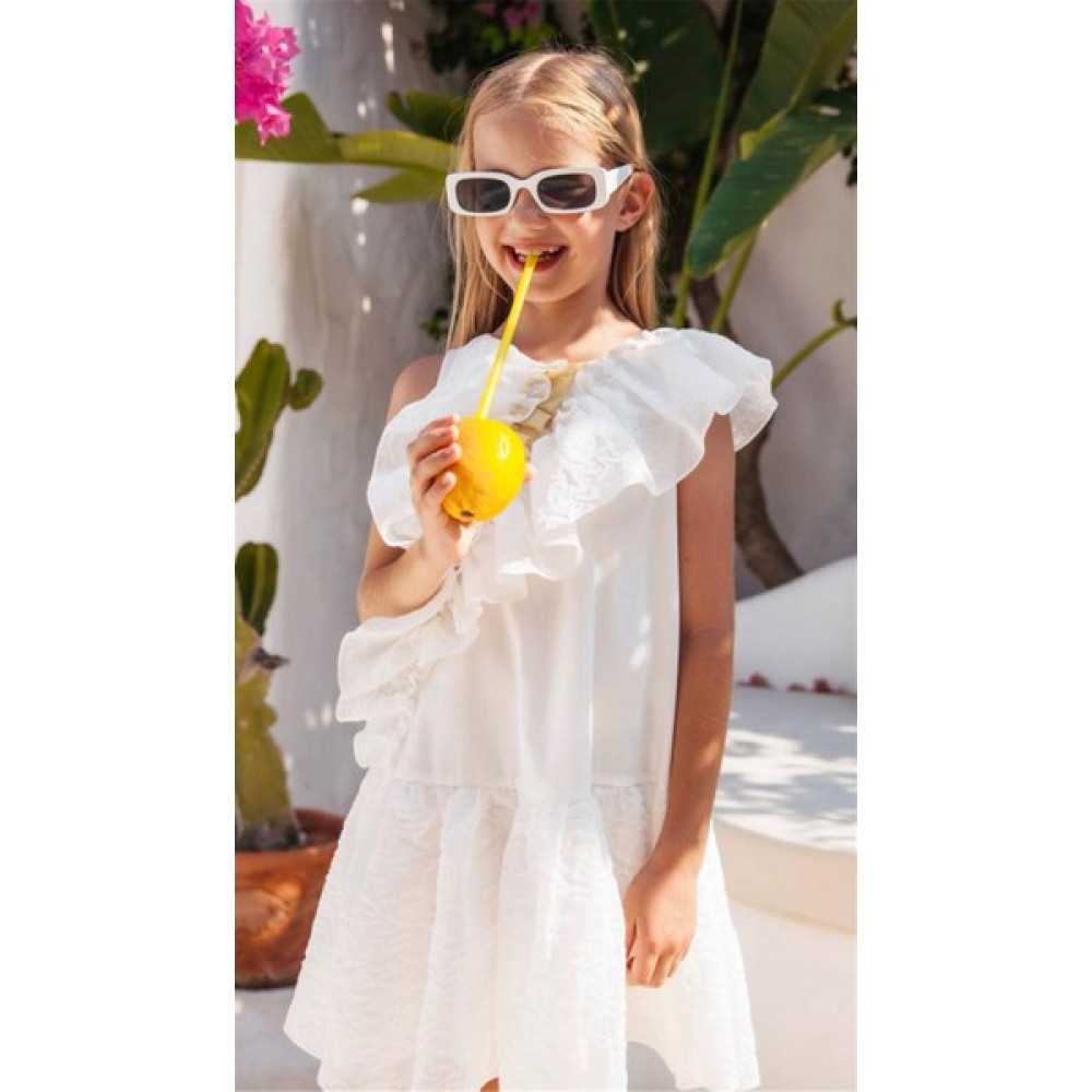 She She 04 - 12 Yaş Kız Çocuk Off White Ruffle Elbise Kız Çocuk Elbise Fiyatı