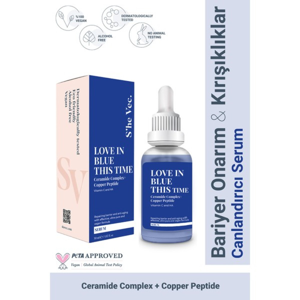 She Vec Love In Blue This Time - Nemlendirici, Onarıcı, Anti-Aging, Buffet Copper + Ceramide serum Anti-Aging / Yaşlanma Karşıtı Fiyatı