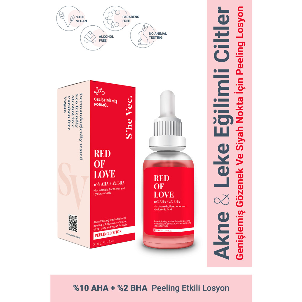 SHE VEC Red Of Love Bariyer Onarımı & Güçlü Antioksidan Koruma Sağlayan Yenileyici Kırmızı Peeling Losyon Cilt ve Yüz Bakımı Fiyatı
