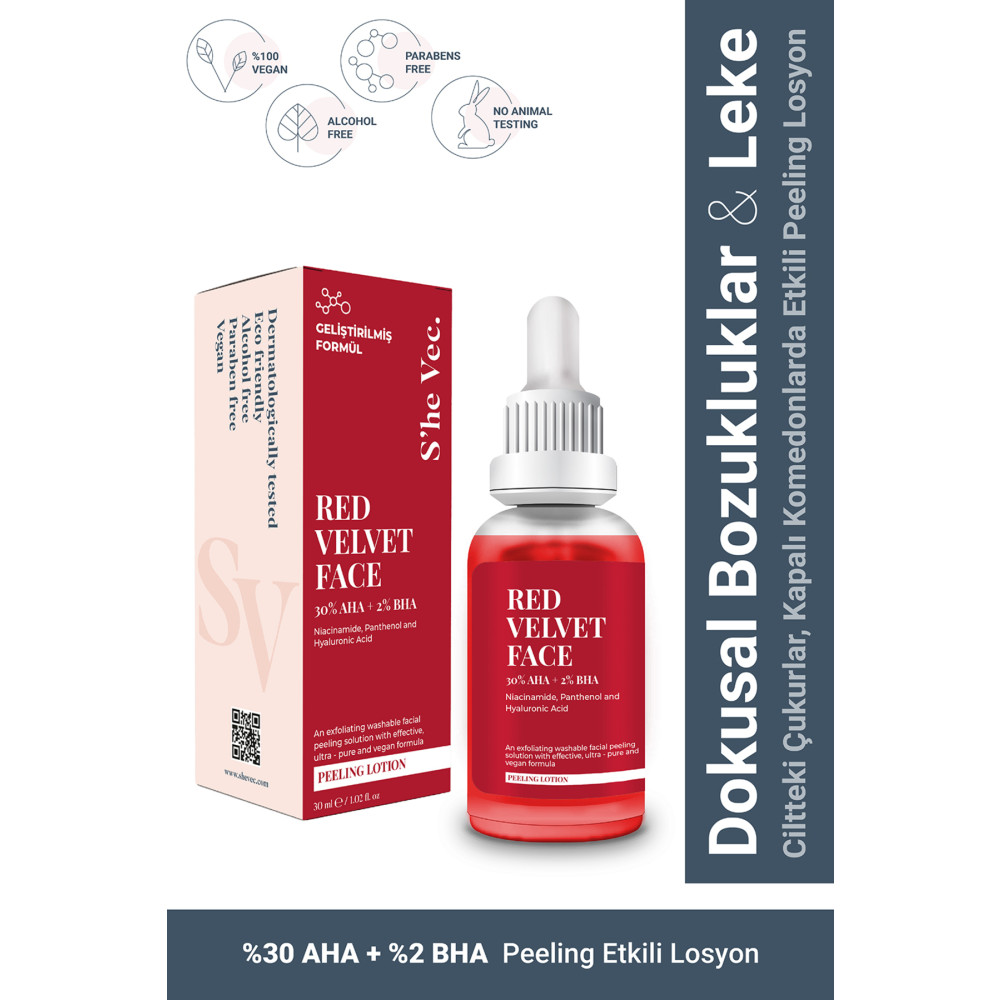 SHE VEC RED VELVET FACE Derin Eksfoliasyon Sağlayan Anti Aging Etkili Peeling Losyon Cilt ve Yüz Bakımı Fiyatı