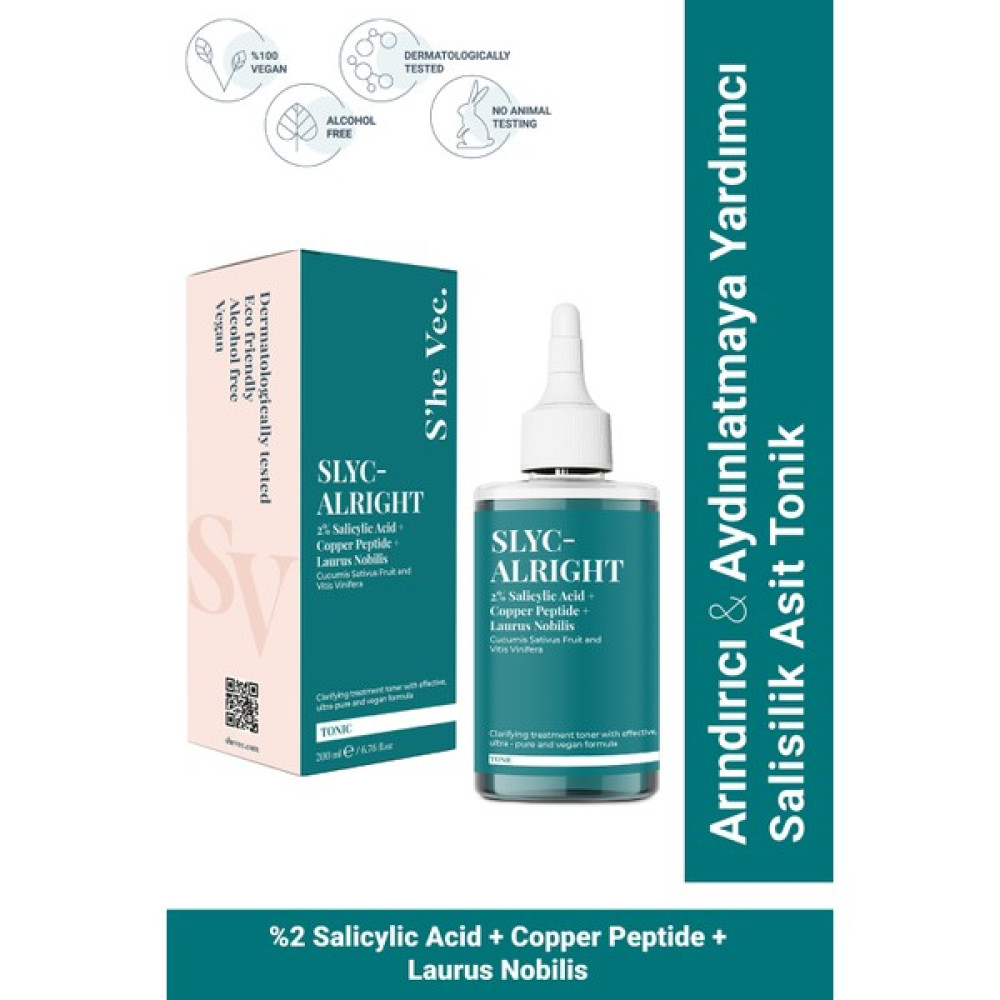 She Vec Slyc-Alrıght – Arındırmaya ve Aydınlatmaya Yardımcı Salisilik Asit Tonik (200 Ml) Cilt Temizleme ve Peeling Fiyatı