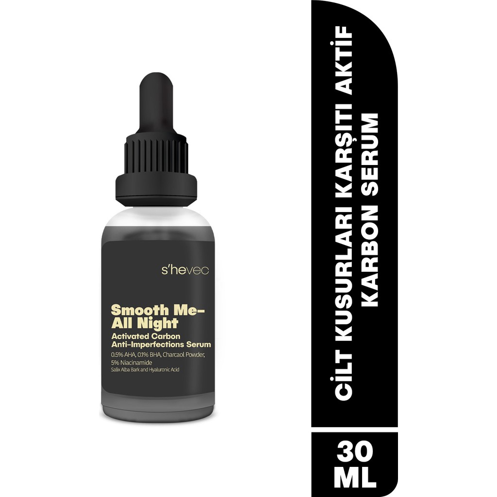 SHE VEC Smooth Me– All Nıght | Aktif Kömür İçeren Matlaştırıcı ve Cilt Kusur Görünümünü Azaltıcı Siyah Serum Cilt ve Yüz Bakımı Fiyatı