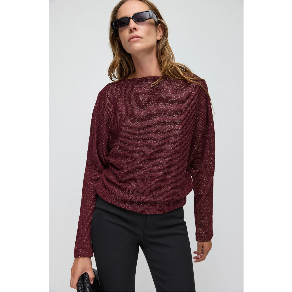 She Wears Geniş Bisiklet Yaka Yarasa Kol Sim Detaylı Uzun Kollu Bluz 12402708 L Beden Bluz Fiyatı