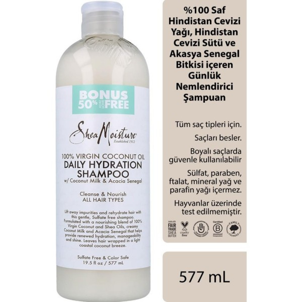 Shea Moisture %100 Saf Hindistan Cevizi Yağlı Günlük Nemlendirici Şampuan 577ML - 1 Oto Boyaları Fiyatı