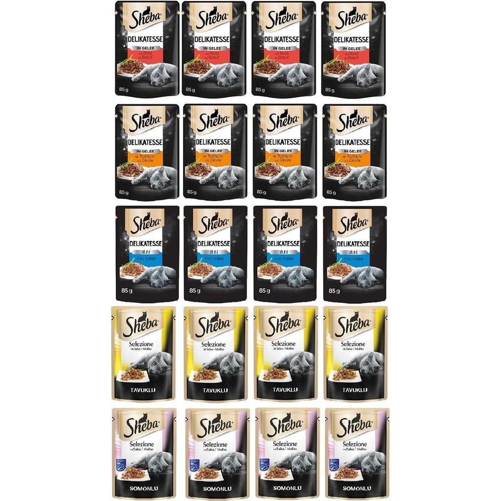 Sheba Pouch Karışık Paket Sığır-Ton-Tavuk-Somon-Hindi Yetişkin Kedi Yaş Maması 85 gr (20 Adet) Evcil Hayvan Ürünleri Fiyatı